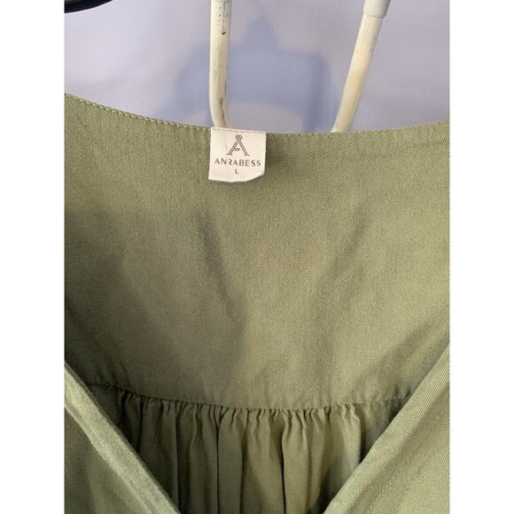 anrabess dress Olive dress fall Rayon bohemian aztec cottage core LG - Picture 2 of 5